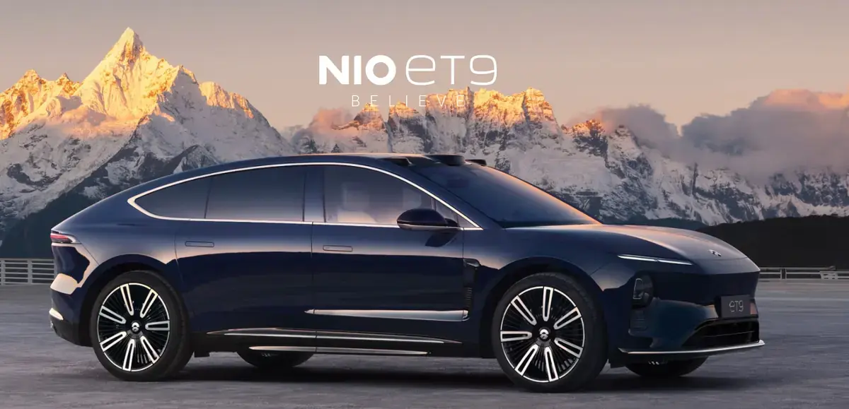 NIO ET9 electric sedan image used in a blog about semi-solid and solid-state battery vehicle adoption