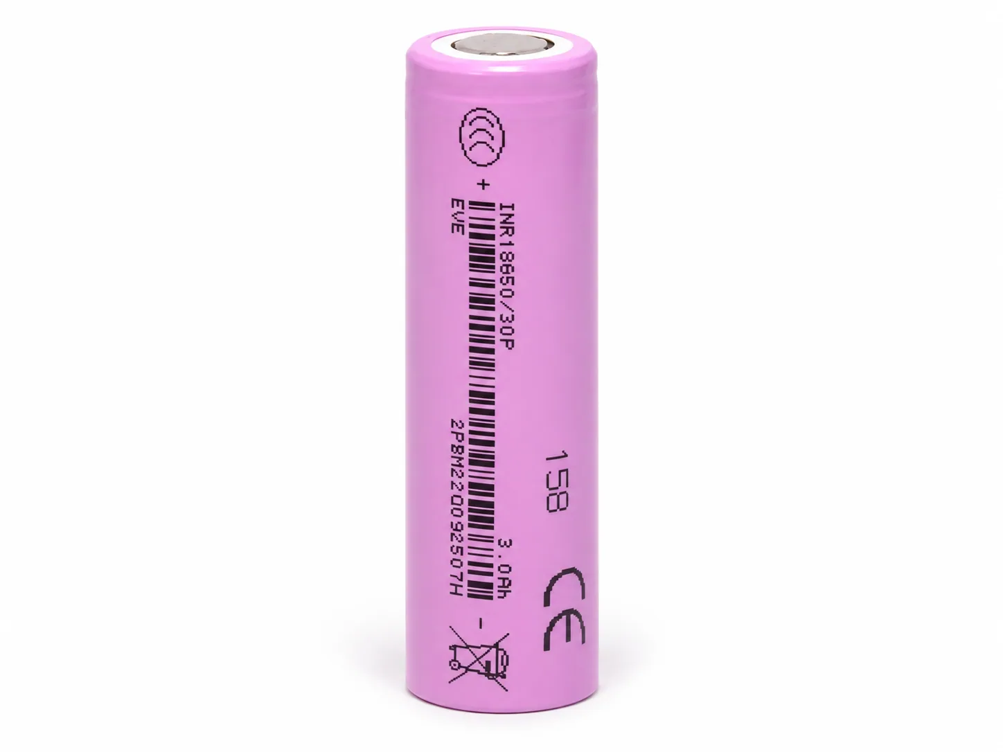 EVE 18650 30P 3.6V 3000mAh Cylindrical Battery Cell — product image cleaned from the supplied photograph