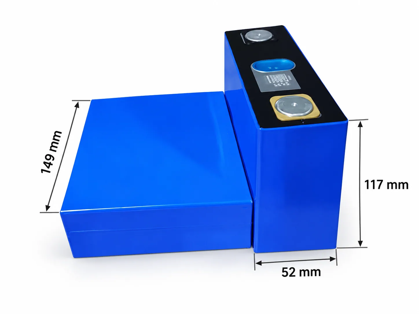Gotion 3.2V 120Ah prismatic battery cell; 117 × 52 × 149 mm individual cell dimensions