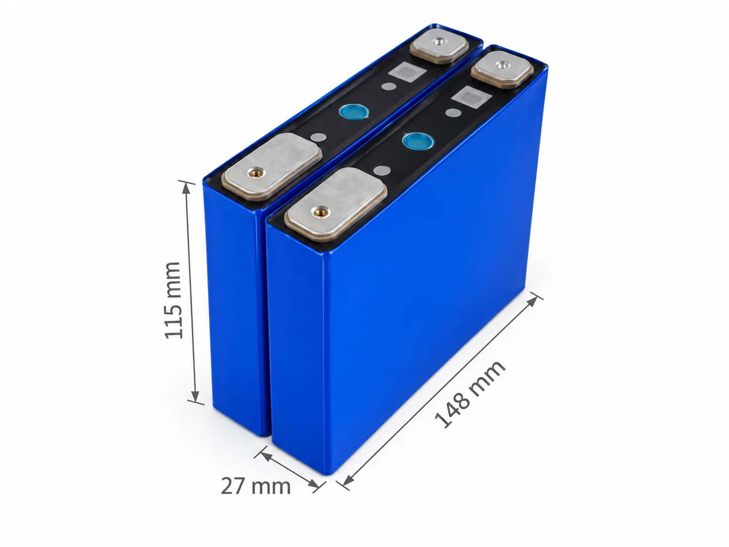 Gotion 3.2V 40Ah prismatic battery cell; 115 × 148 × 27 mm individual cell dimensions