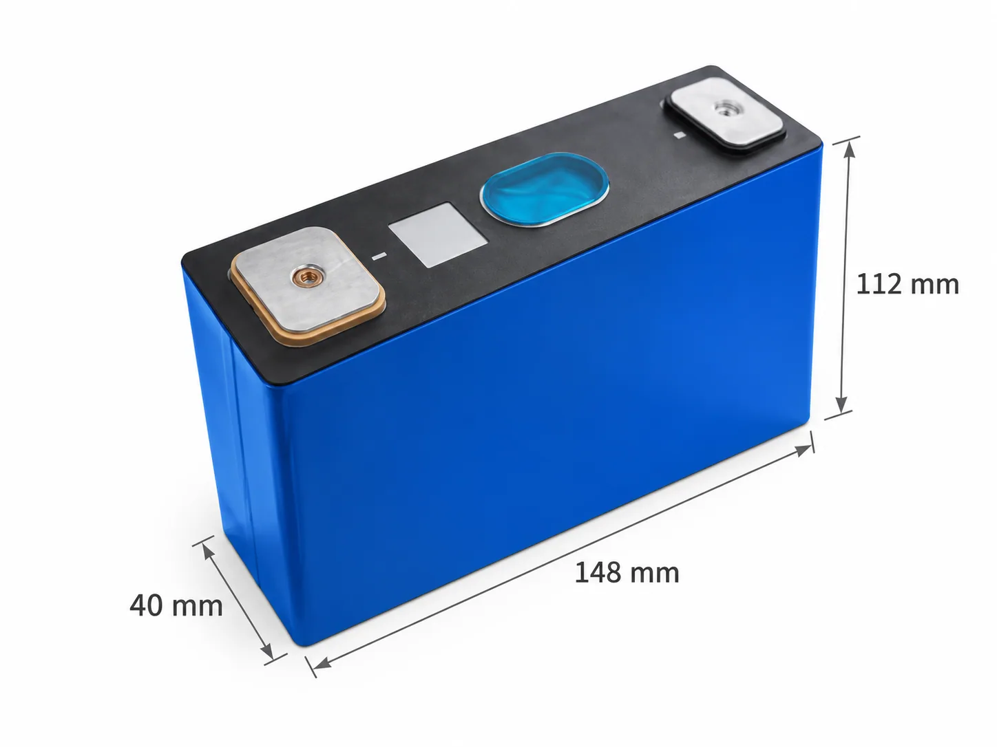 Gotion 3.2V 78Ah prismatic battery cell; 112 × 148 × 40 mm individual cell dimensions