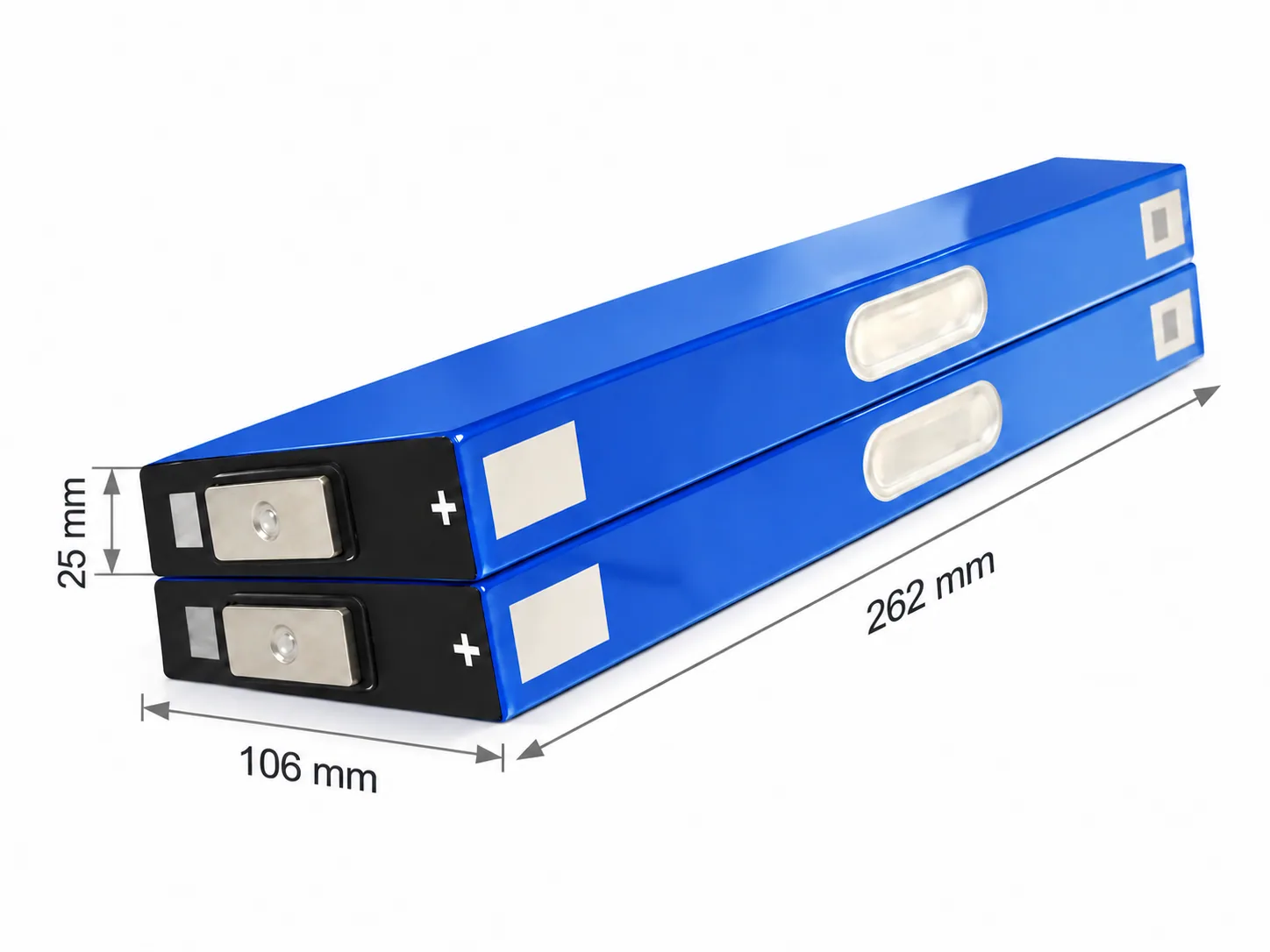 Gotion 3.2V 91.5Ah prismatic battery cell; 262 × 106 × 25 mm individual cell dimensions