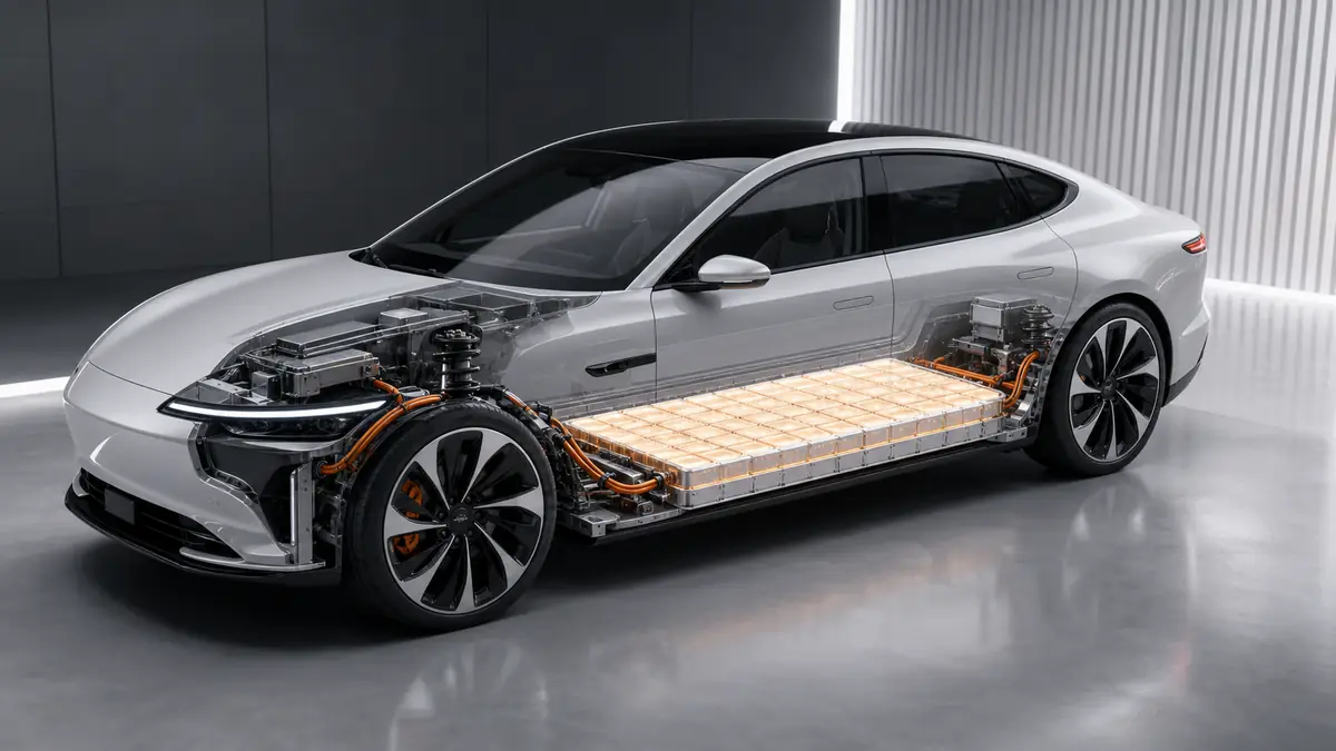 Solid-state battery development vehicle illustration used in a section about demo-stage battery programs
